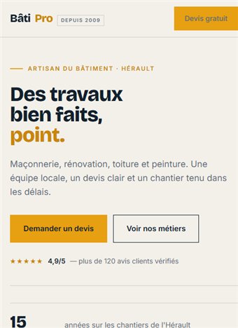 Modèle Artisan sur mobile