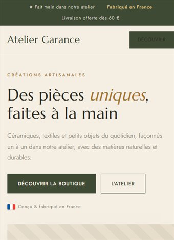 Modèle Atelier vu sur mobile