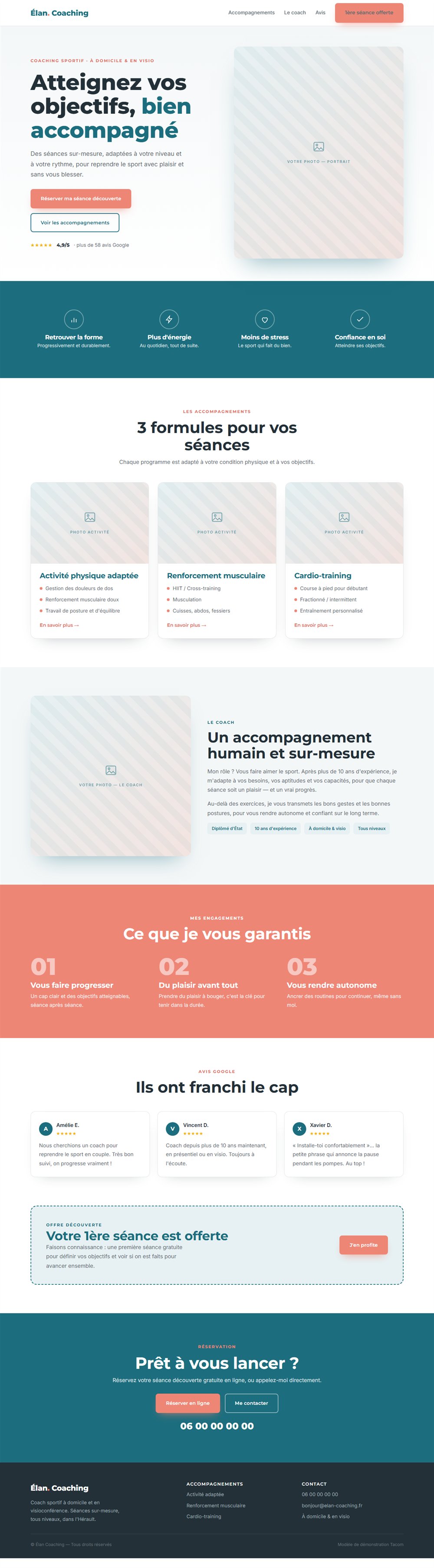 Aperçu complet du modèle Coaching sur ordinateur