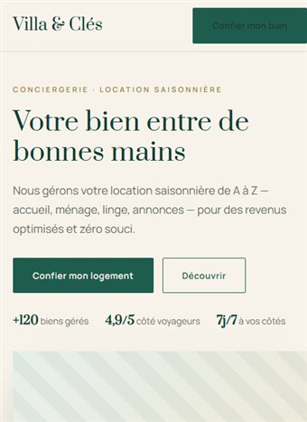Modèle Conciergerie vu sur mobile