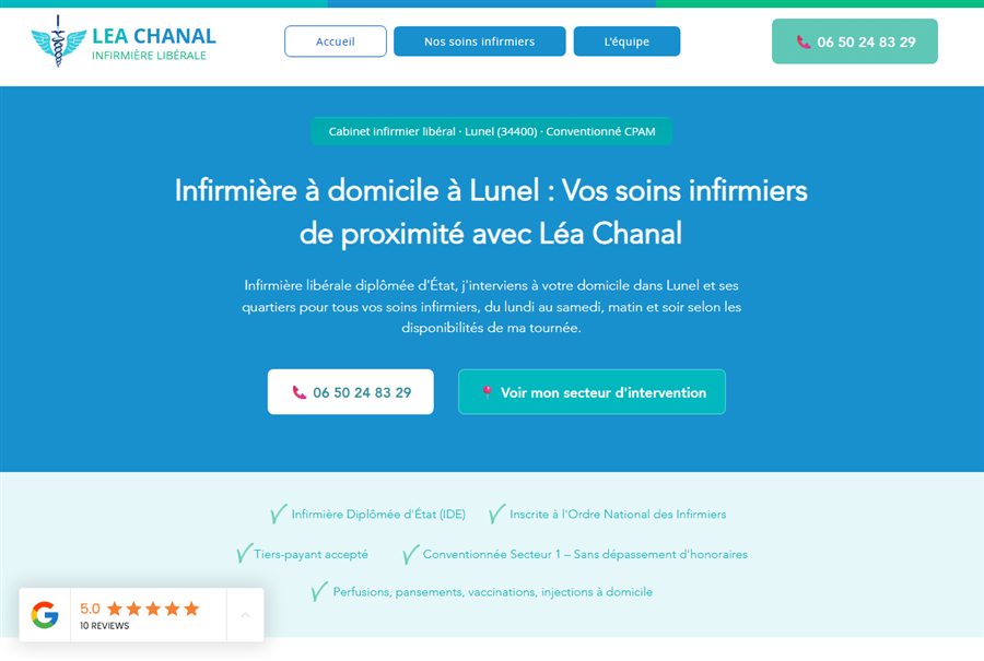 Aperçu du site Cabinet infirmier Lunel